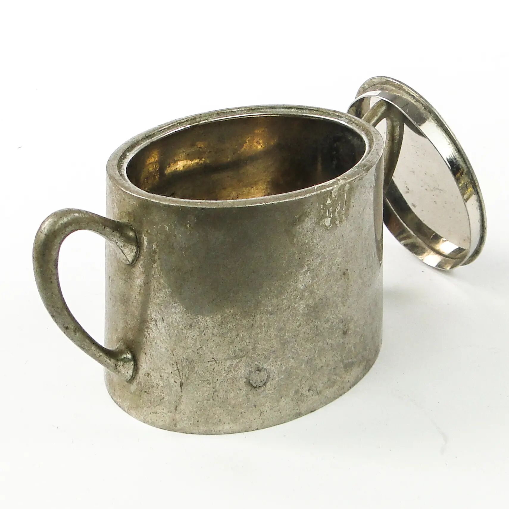 Sugar bowl, Art Nouveau, nickel-plated brass, design by I. Taschner, Germany, early 20th century
