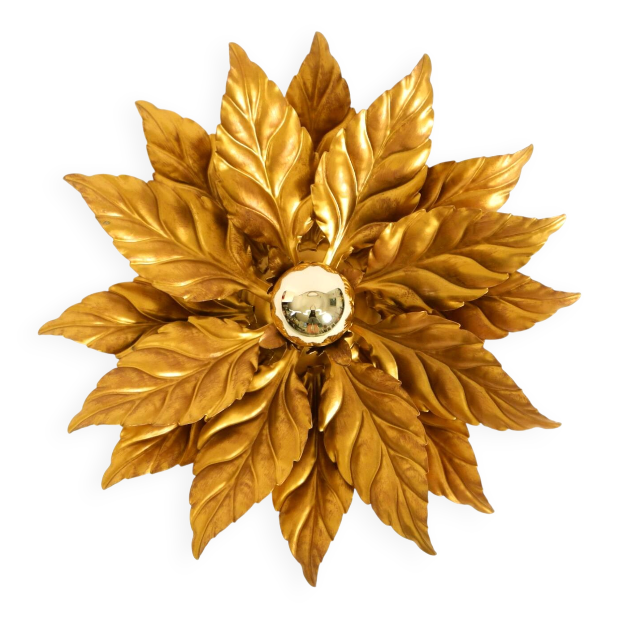 Rare large gold-plated Hans Kögl Florentine-style ceiling or wall lamp from