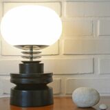 Vintage mid century modern space age Japandi wooden table lamp redesign