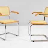 Set of Two Mid-Century Modern Marcel Breuer B64 Blonde Cesca Chairs, Italy, 70s