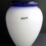 Murano glass vase Carlo Nason Mazzega handle higher cobalt