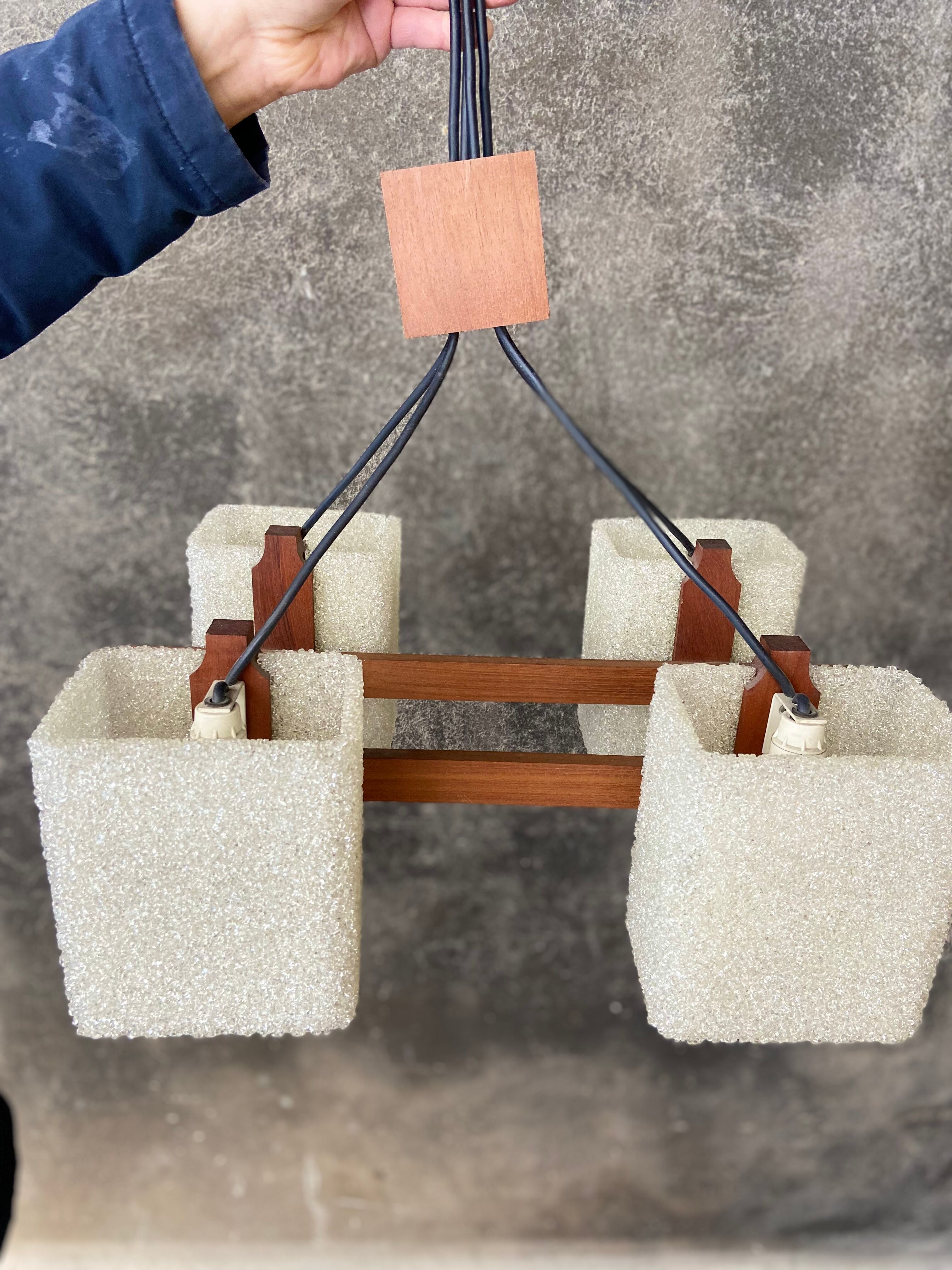 Scandinavian teak pendant chandelier