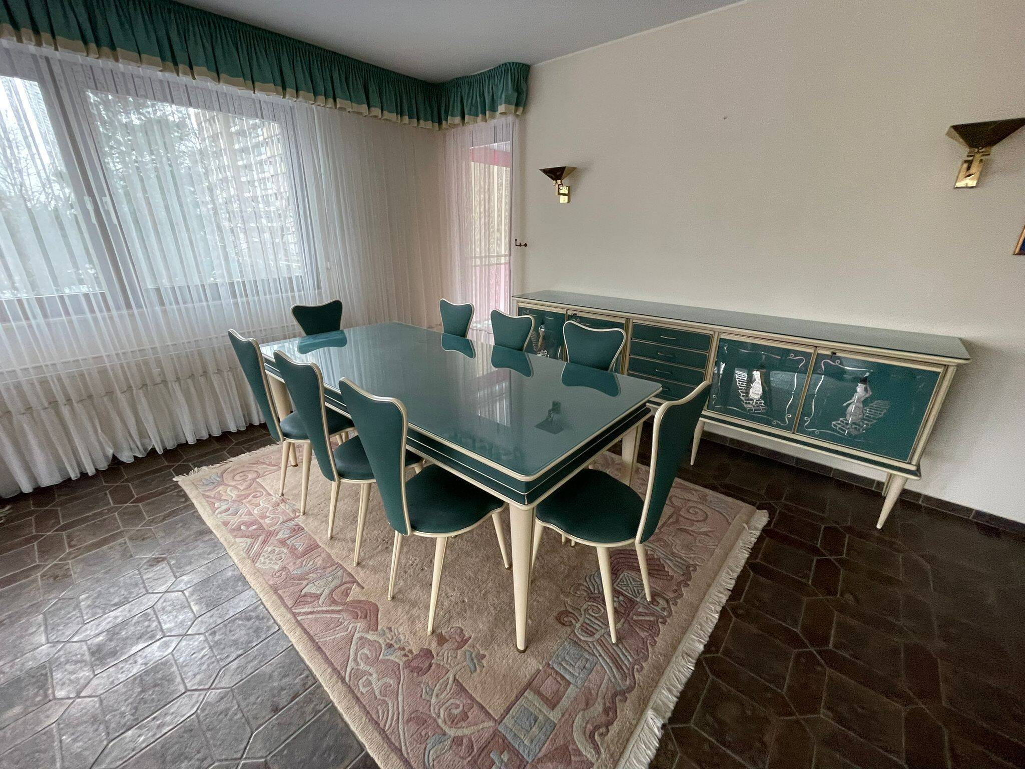 Salle à manger Umberto Mascagni — Table et 8 chaises, Italie, années 1950