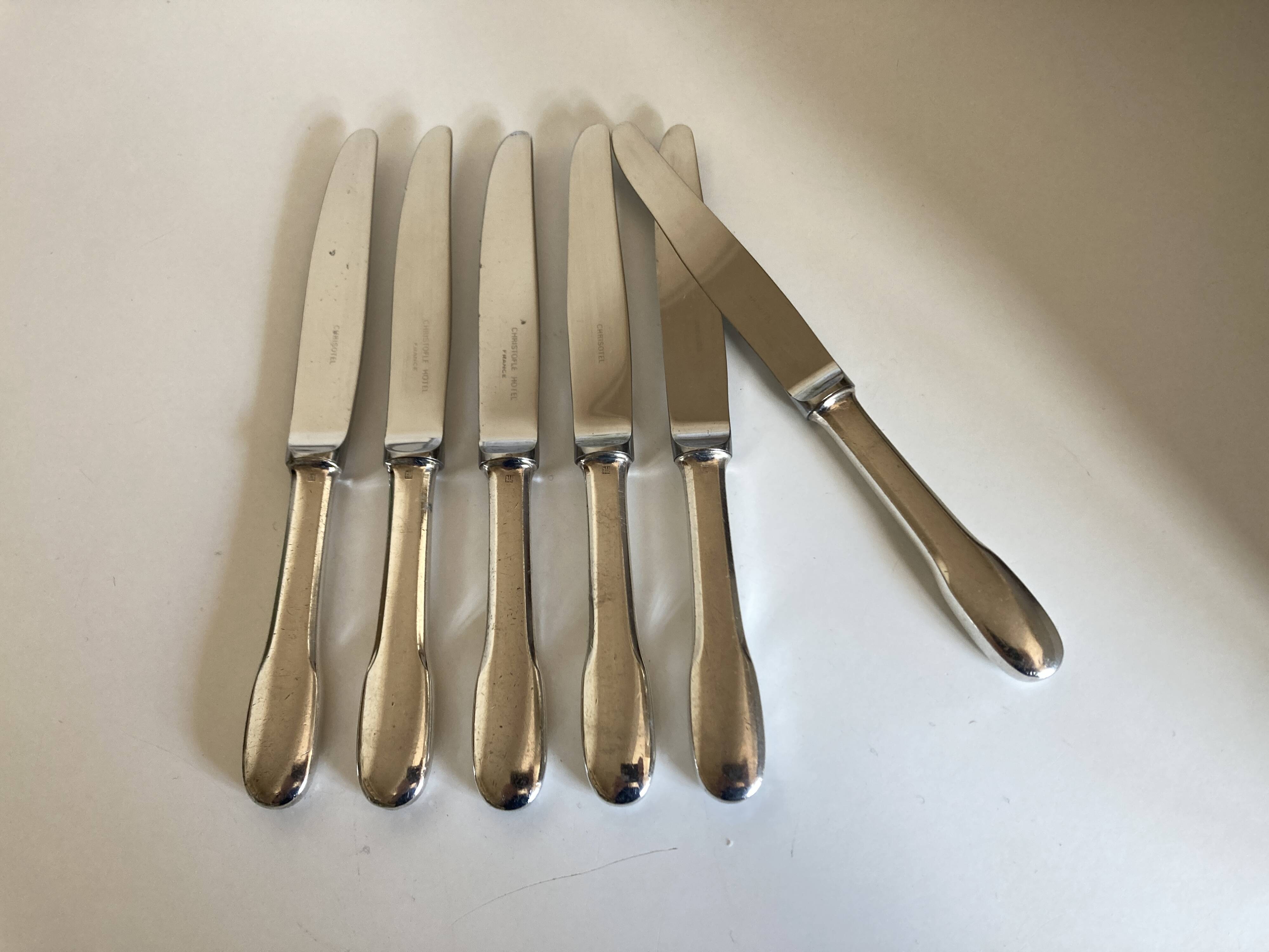 Set of 6 Cluny Christofle brasserie dessert knives