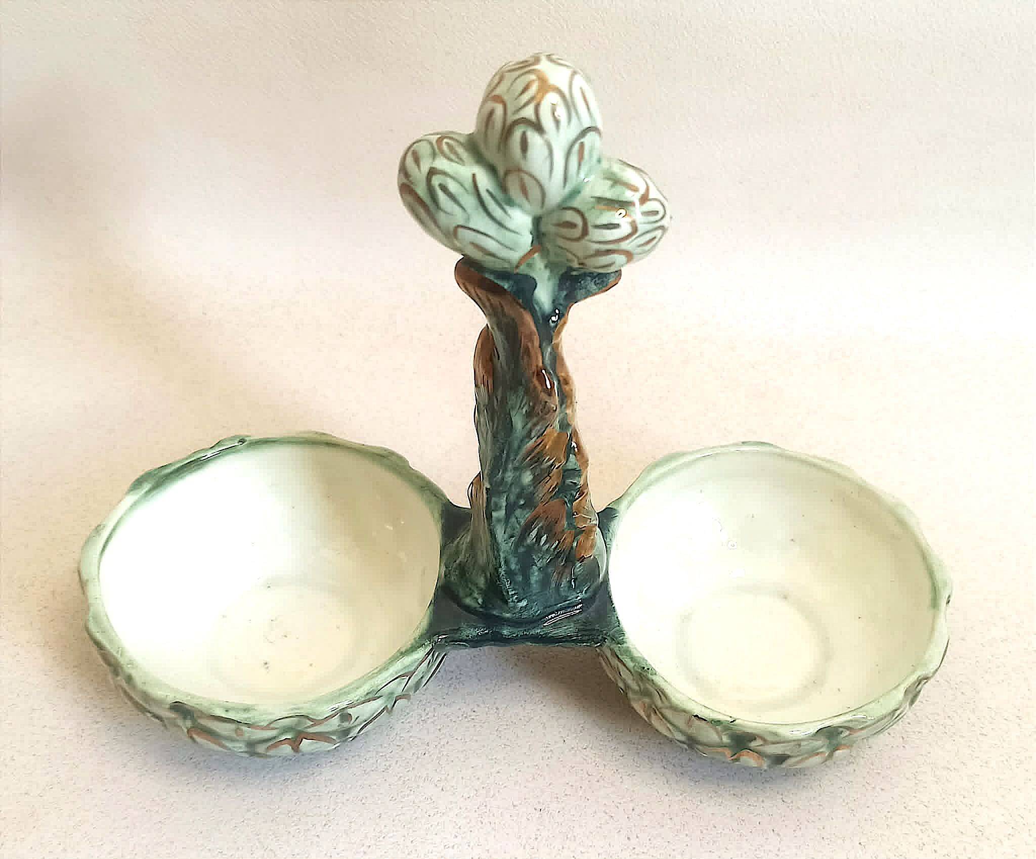 Asparagus server barbotine 1960s Height 18 cm