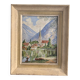 Watercolour Painting of a Village by the Lake Charpentier Mountain