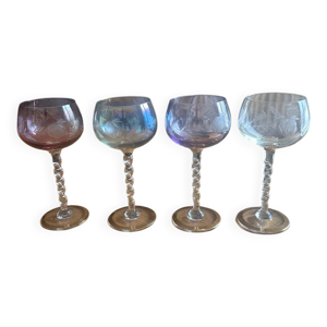 4 verres à vin en cristal - murano