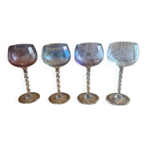 4 Murano crystal wine glasses