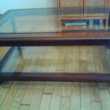 Table basse en bois massif et verre épais
