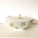 Lunéville soup tureen with yellow and green geometric pattern