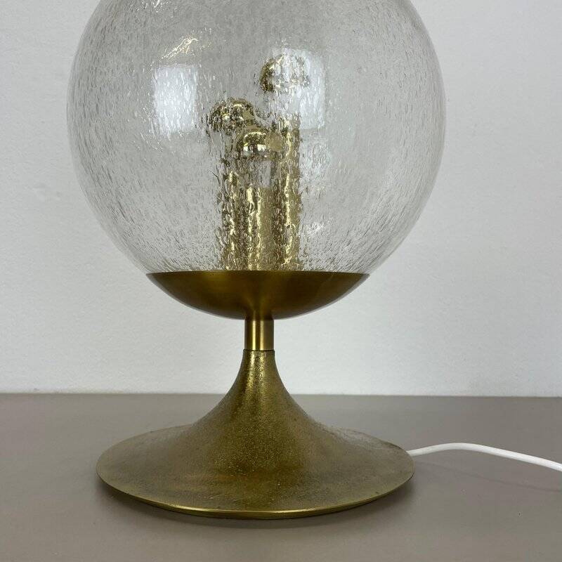 Large Hollywood Regency brass globe table lamp, Italy 1970s