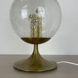 Large Hollywood Regency brass globe table lamp, Italy 1970s