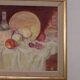 Original Swedish oil on canvas – “Still Life with Fruit and Bottle” by A.K. – vintage & framed – 40 × 48 cm (15.7" × 18.9")