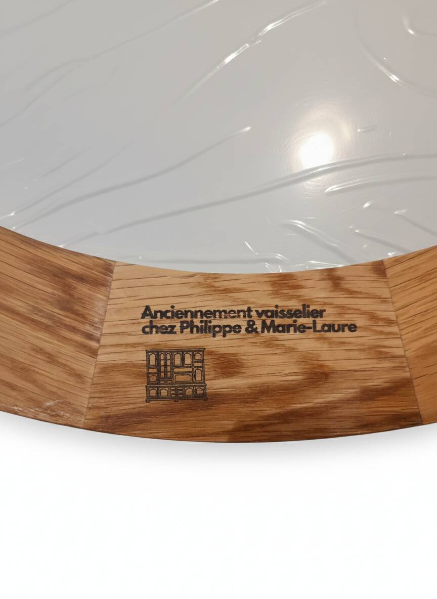 Round wall mirror made of solid wood