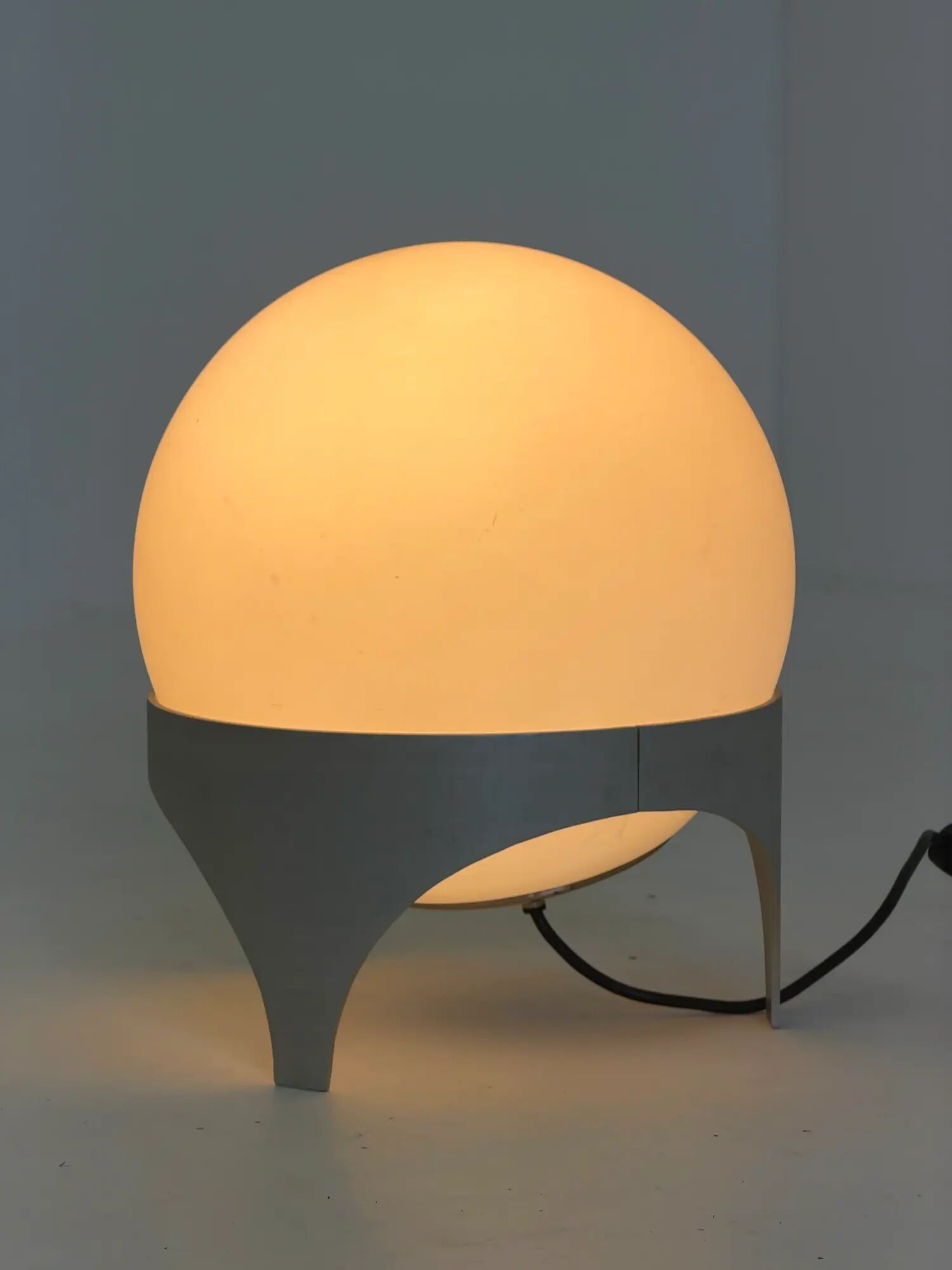 Vintage Space Age table lamp with glass globe and aluminium base