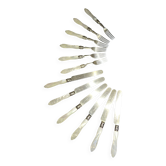 Silver dessert cutlery with mother-of-pearl handles from the Victorian era.