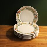 6 thick porcelain dessert plates in very good condition.
