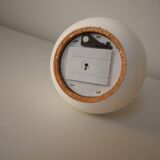 Wooden piggy bank, white cat