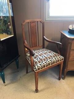 Art Deco armchair, authentic, wooden armrests