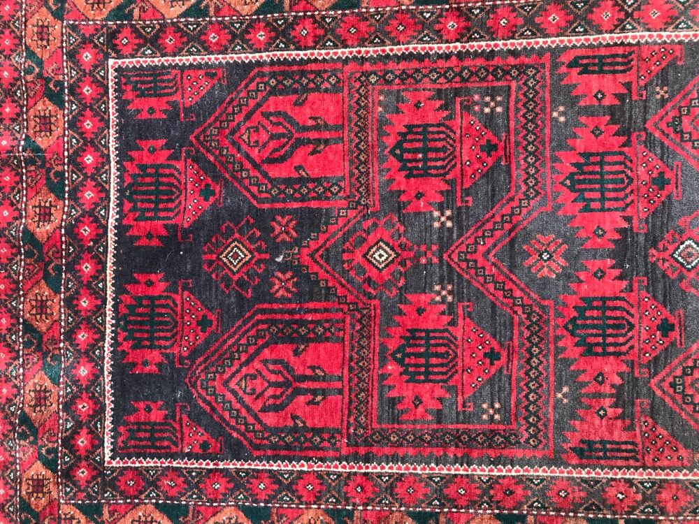 Afghan old rug Turkmen belutch handmade 110x220 cm