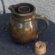 Pitcher, carafe, refreshing jug, ice cube jug, in brown glazed stoneware,