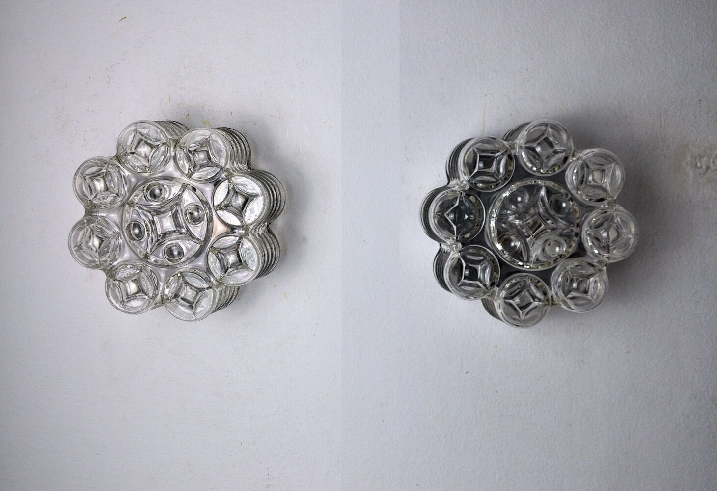 Pair of wall lamps by WILLA, geometric glass, Germany, 1960
