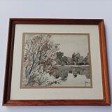 Watercolor landscape of Sologne