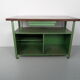 Industrial metal workbench with wooden top 1960s