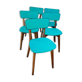 Chair in Skaï foot compass vintage blue green