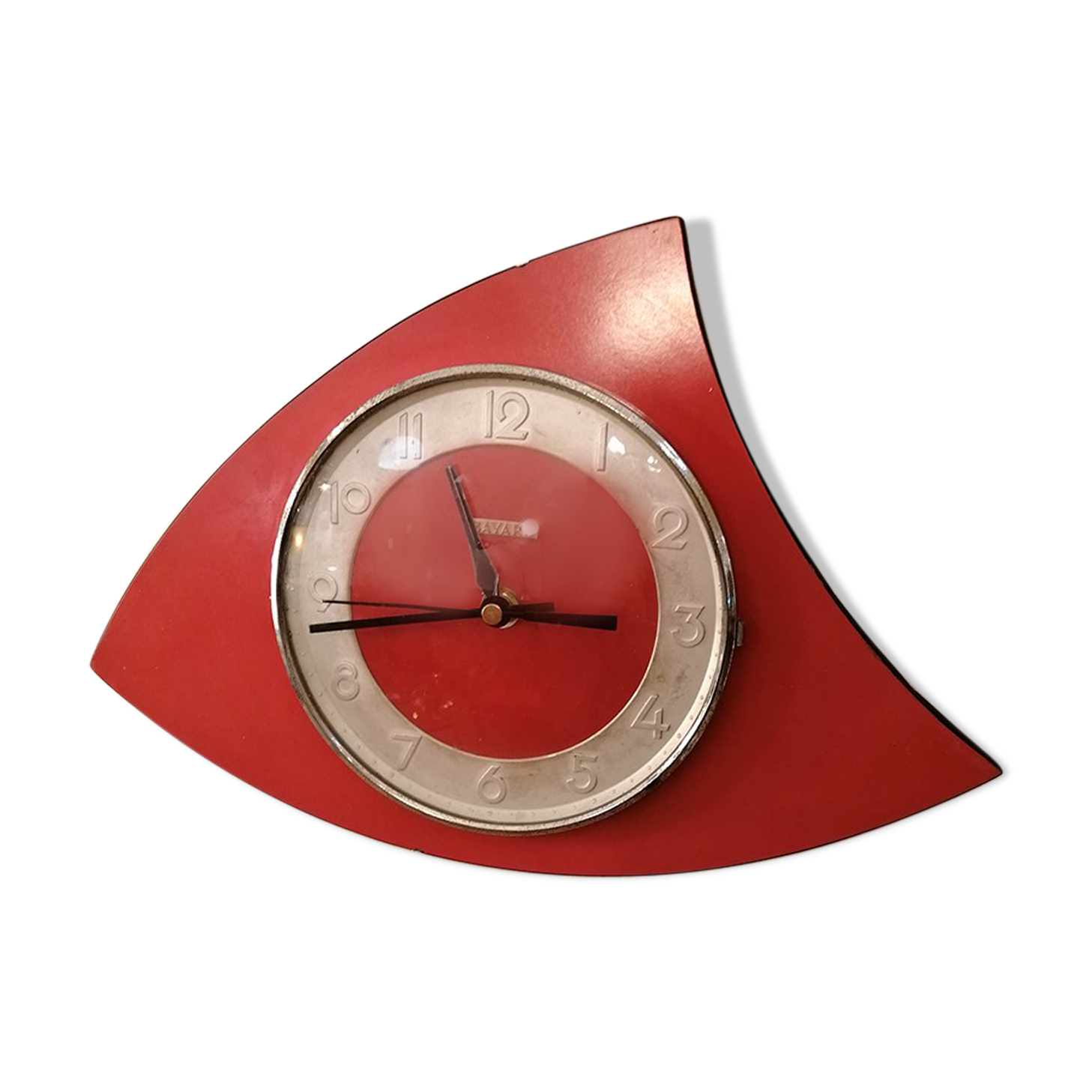 Red formica clock, Bayard 1960
