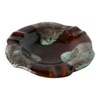 Brown and sky blue ceramic pocket tray, 1970