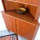 Vintage Danish teak corner cabinet, retro 1960s style.