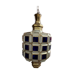 Lustre oriental Verre bleu et laiton