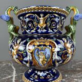Gien earthenware vase with Renaissance decoration, 20th century.