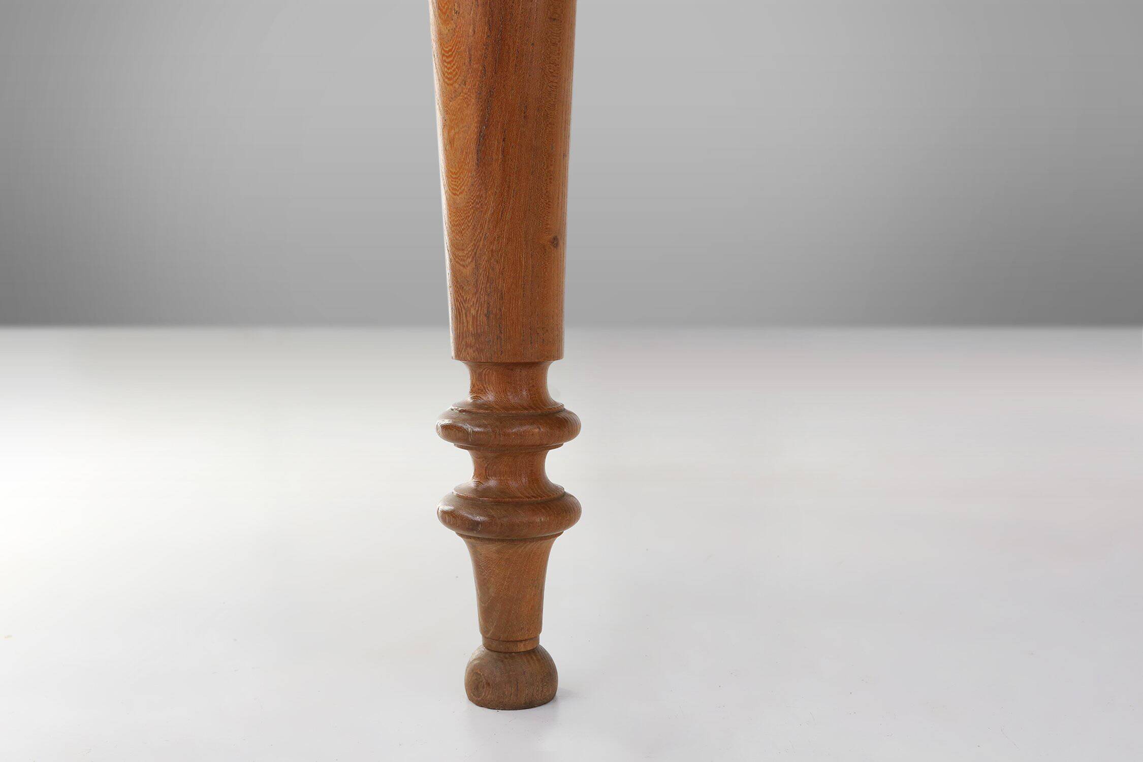 Rustic Elm Dining Table with Drawer, France 1850s