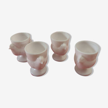 Set de 4 coquetiers opaline poule