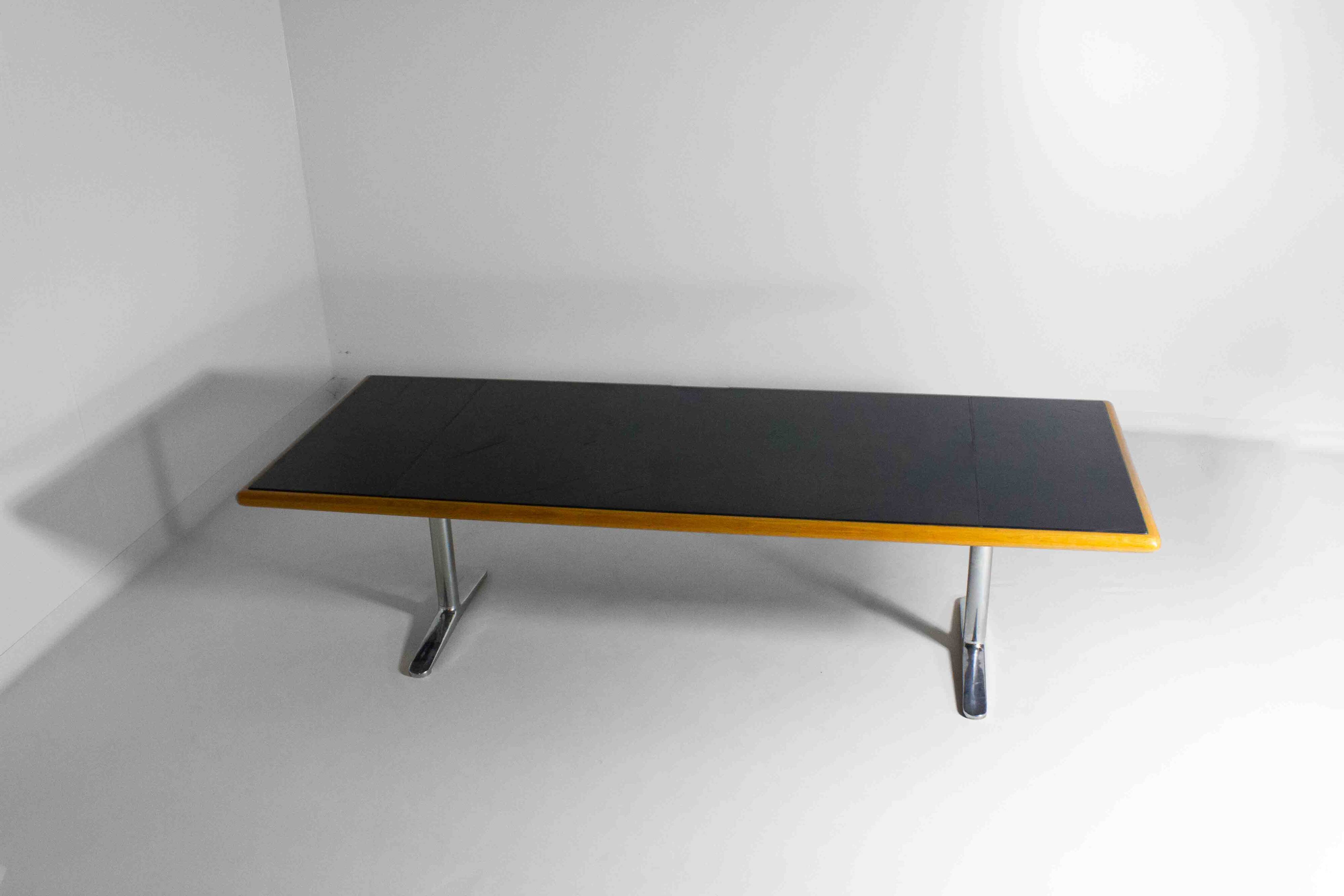 Warren Platner Large Leather Desk by Knoll International, 1973