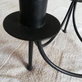 Black candle holder for three wrought iron candles