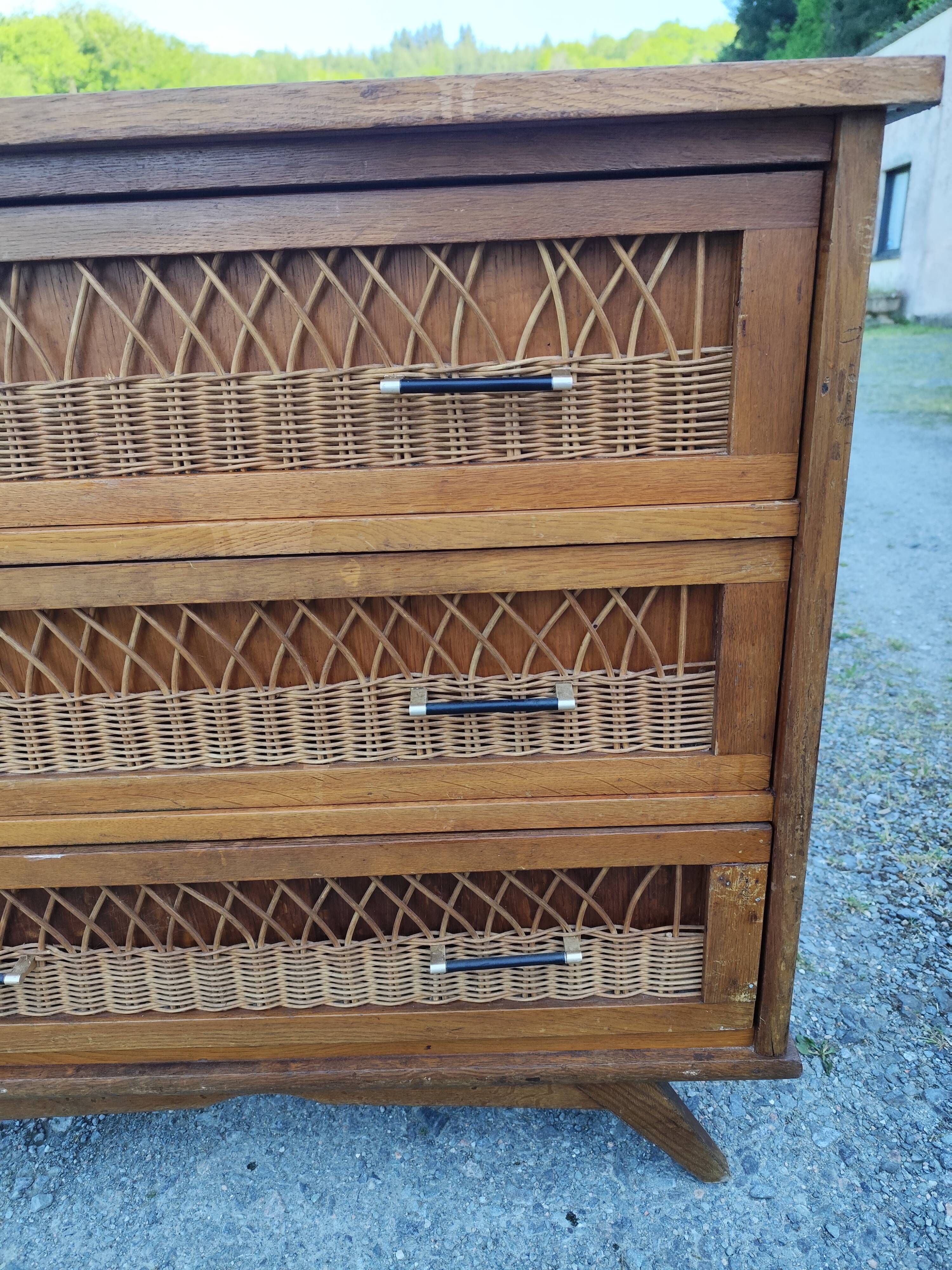 Vintage 4-drawer bamboo rattan chest of drawers