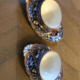 Authentic Gien earthenware model PIvoine 2 cups and sub-cups