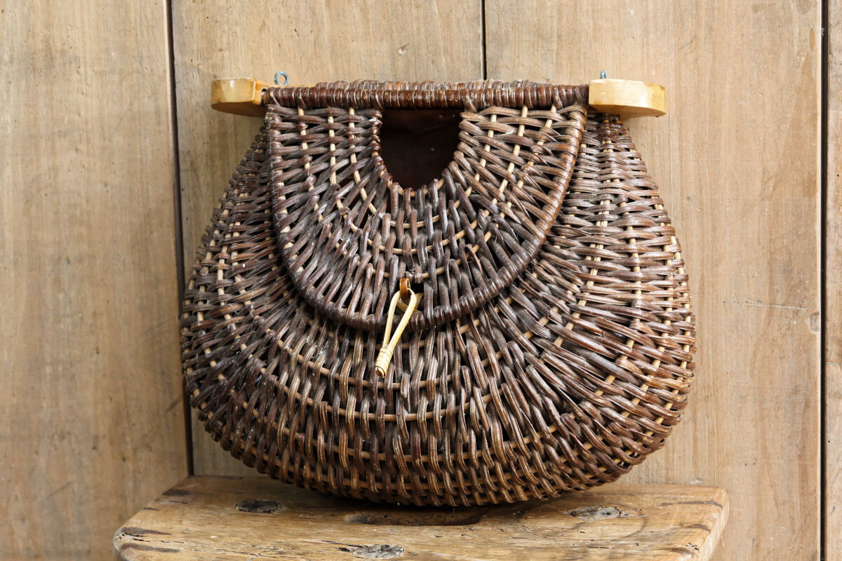 Rattan braided fishing basket