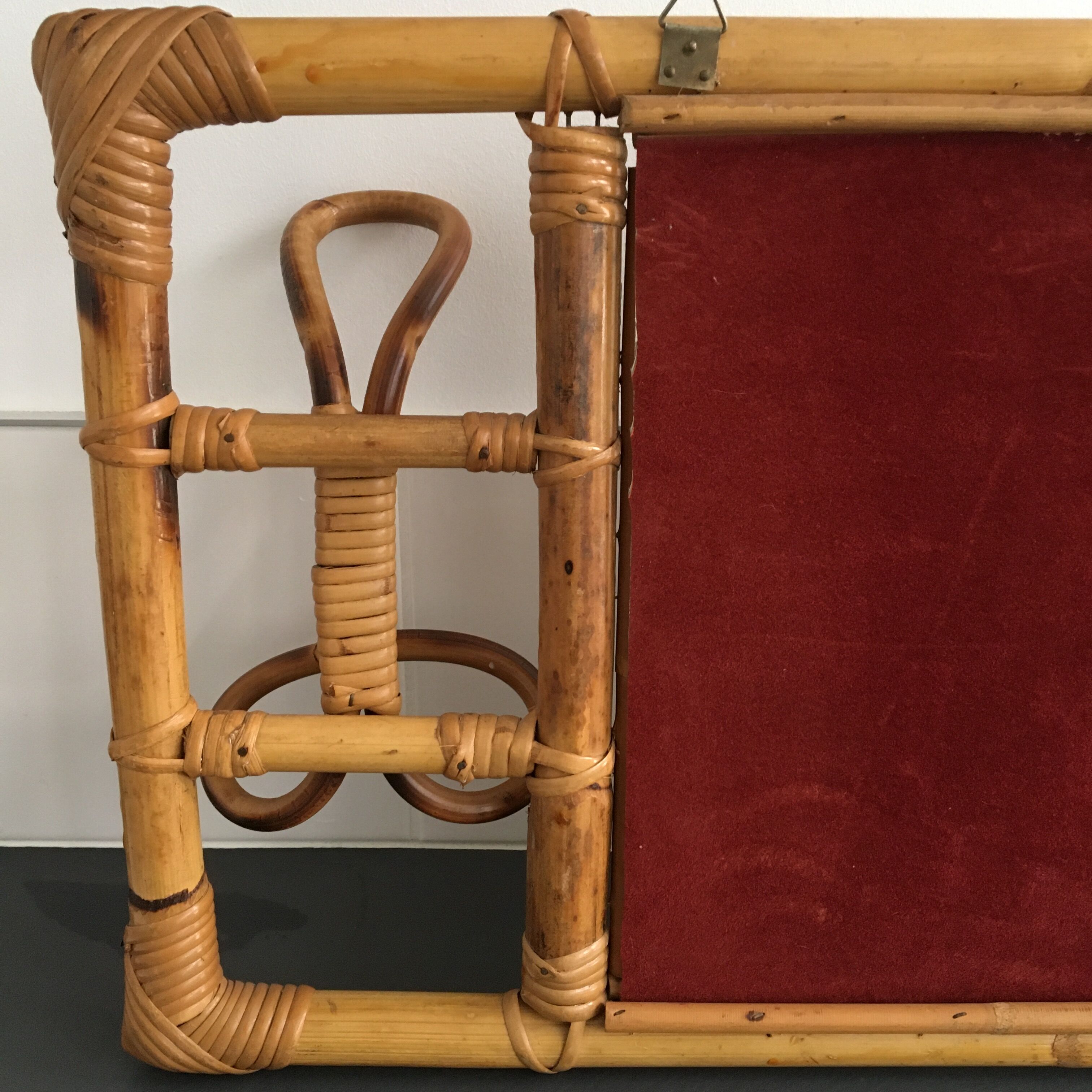 Mirror with 60s rattan pater