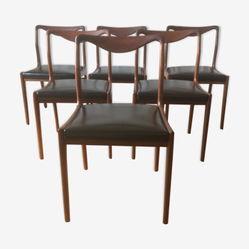 Set of 6 chairs Scandinavian teak, circa 1960