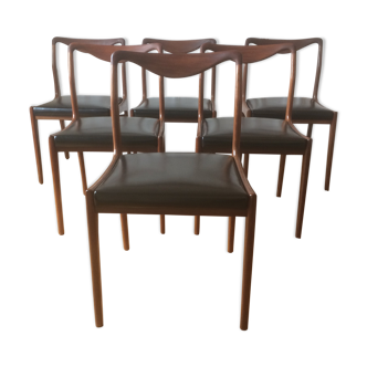 Set of 6 chairs Scandinavian teak, circa 1960