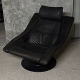 Mid-century armchair in black leather Nelo Sweden