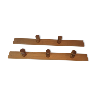 Charlotte Perriand, pair of fir wall coat racks, French work, around 1970