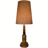 Art Deco Mid-Century Curved Wood Table Lamp, 1950s