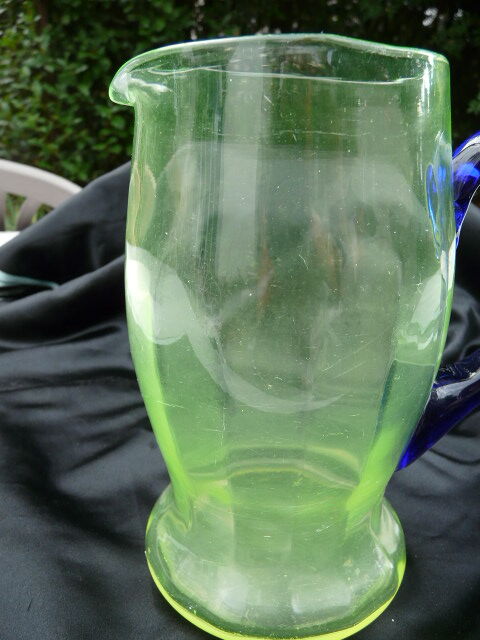 Old uraline blown glass pitcher late nineteenth