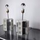 Pair of Poliarte Cubic lamps by Albano Poli, murano glass, Italy, 1960