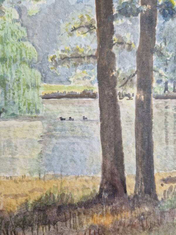 Gabriel Kissling (Born in 1915), Swiss artist - Watercolor on paper - "Forest landscape" - Signed